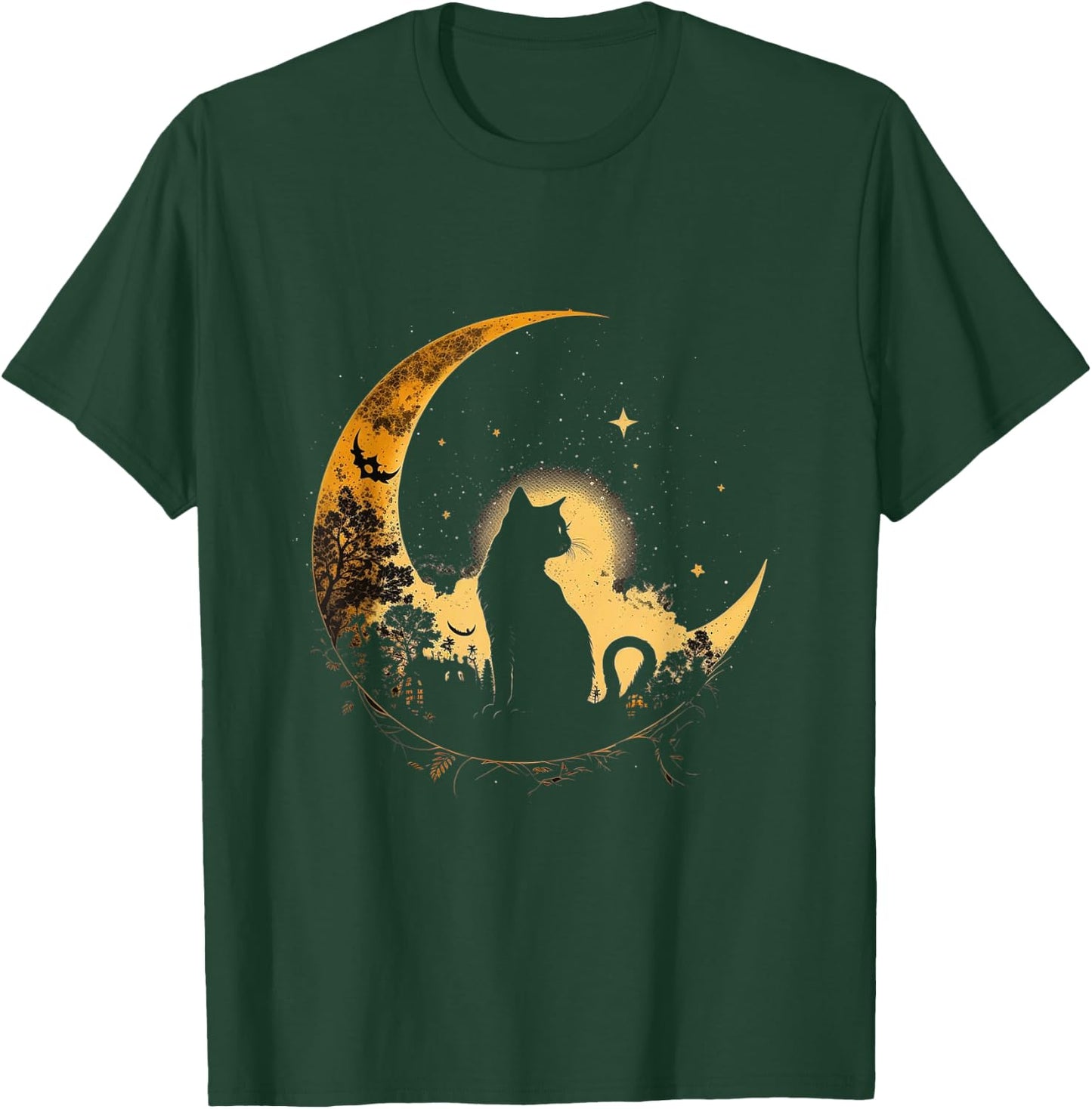 Cat Crescent Black Moon Sailor , black T-Shirt - T-Shirt | Forest