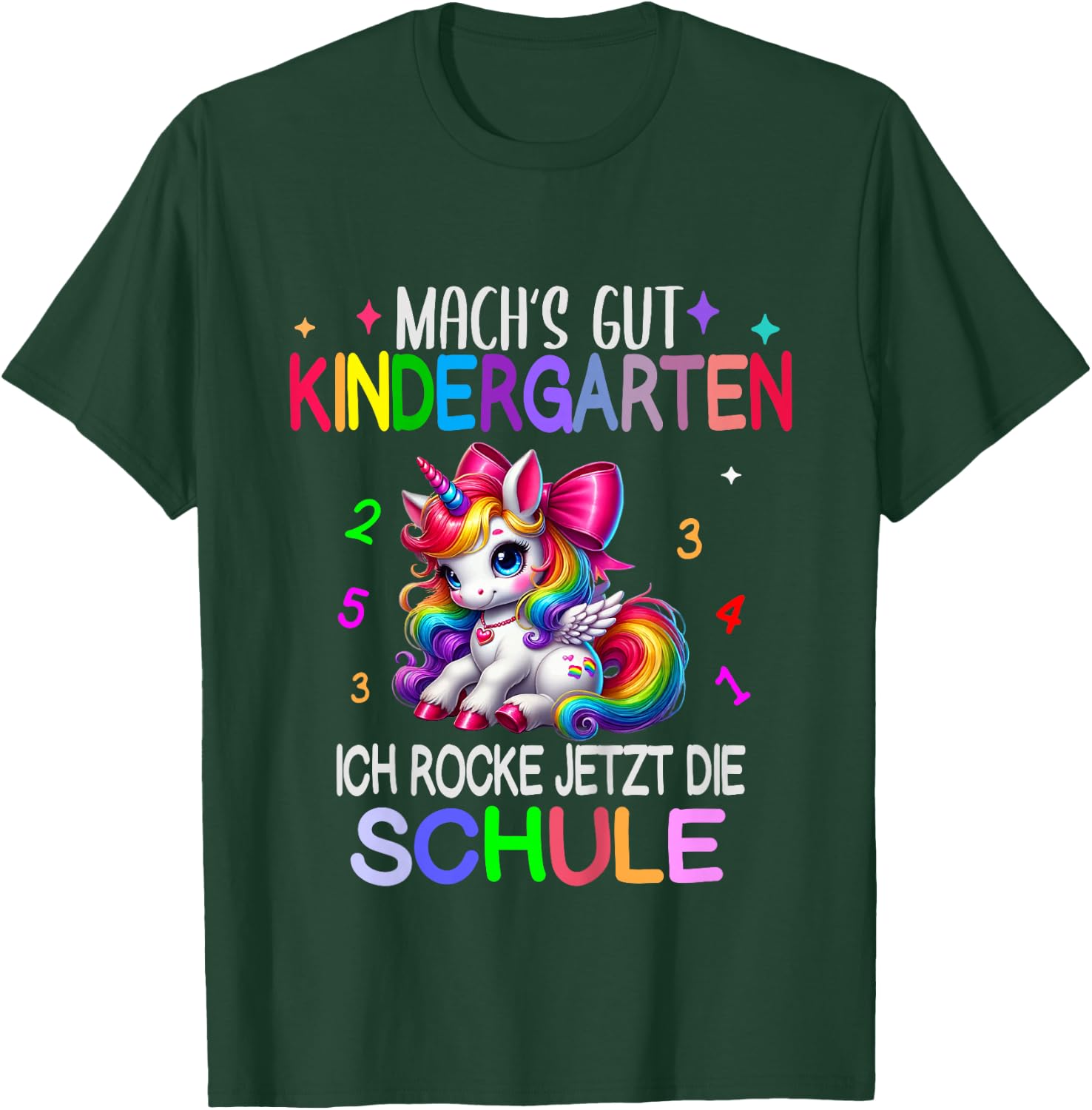 Kinder Ich Rocke jetzt die Schule Kita Abgänger Schulanfang Einhorn T-Shirt - T-Shirt | Forest