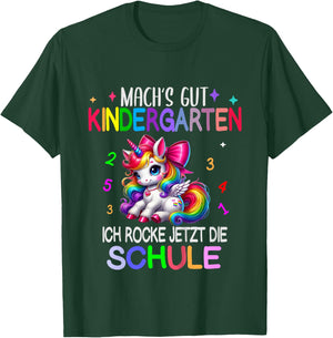 Kinder Ich Rocke jetzt die Schule Kita Abgänger Schulanfang Einhorn T-Shirt - T-Shirt | Forest