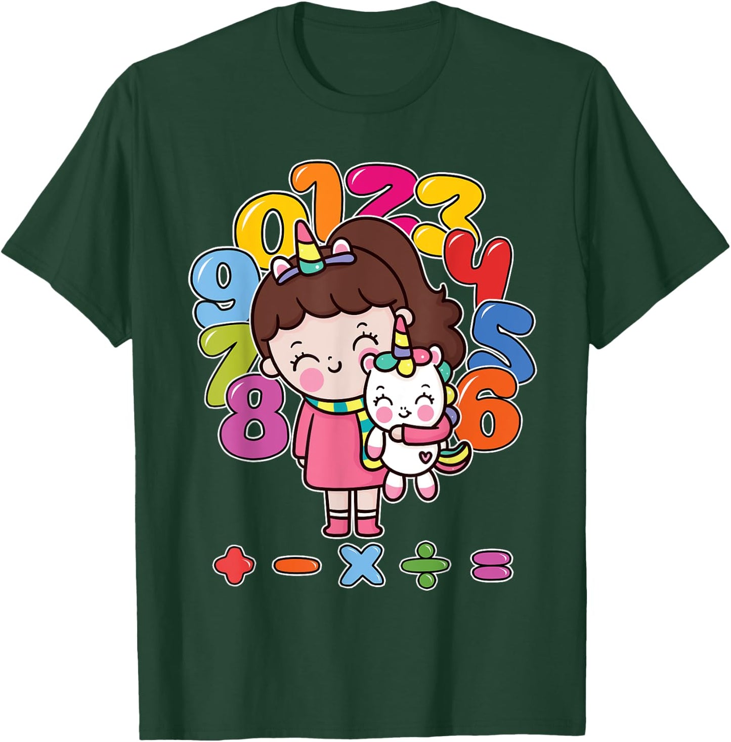Number day maths day unicorn girl kids costume number day T-Shirt - T-Shirt | Forest
