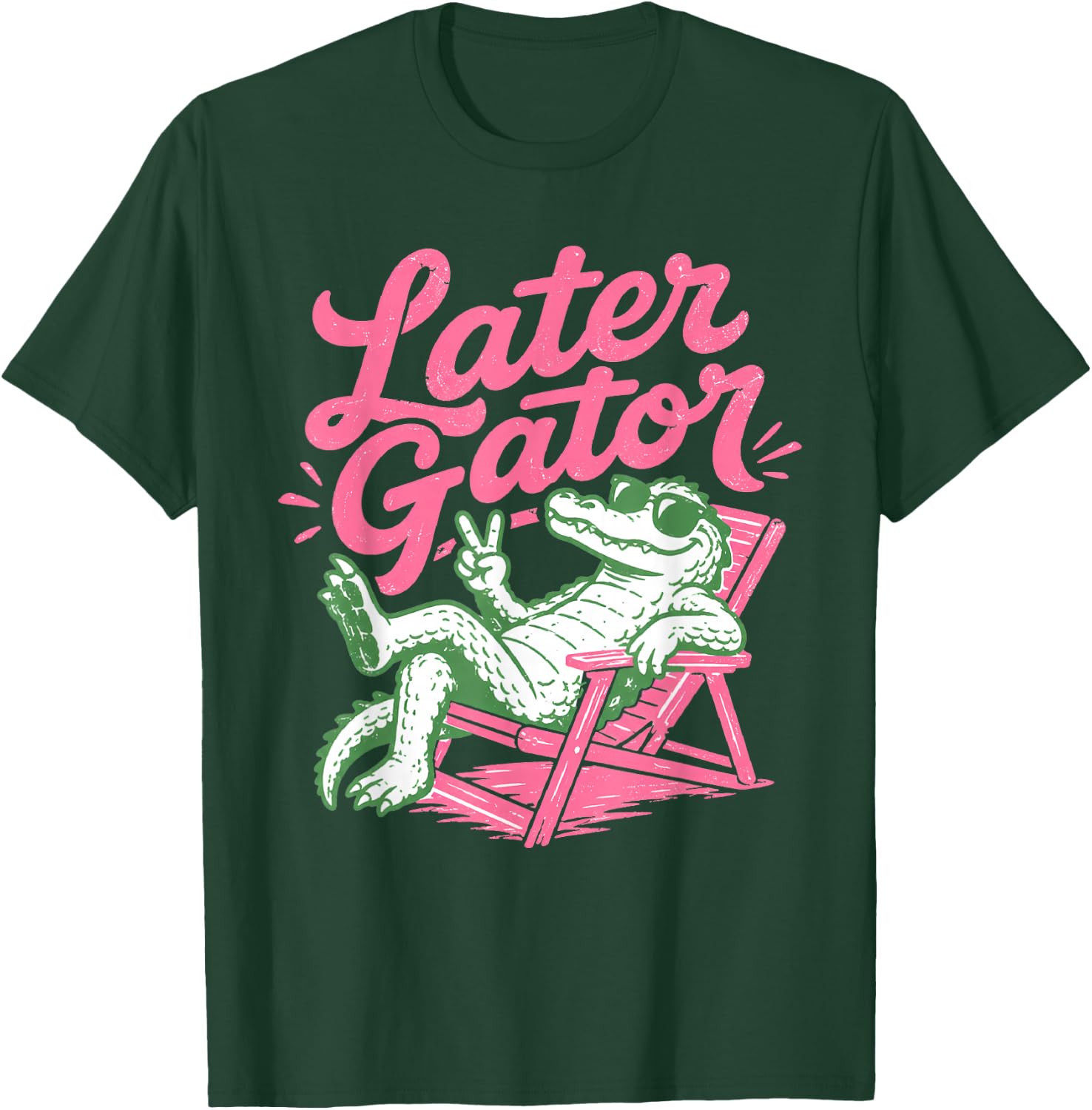 Retro Chill Later Gator Sunglasses Crocodile Sign T-Shirt - T-Shirt | Forest