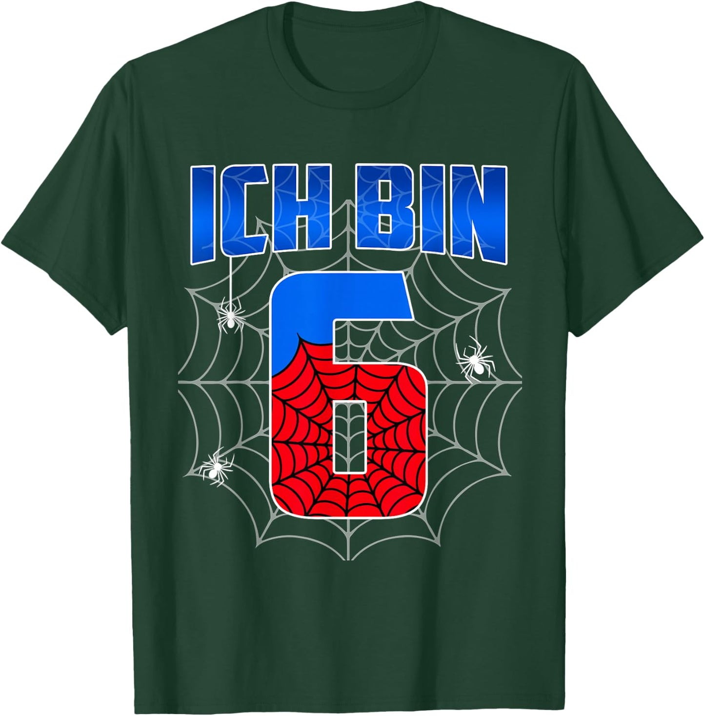 Ich bin 6 Jahre alt Spinnennetz 6th Geburtstag Kinder Boy , black T-Shirt - T-Shirt | Forest