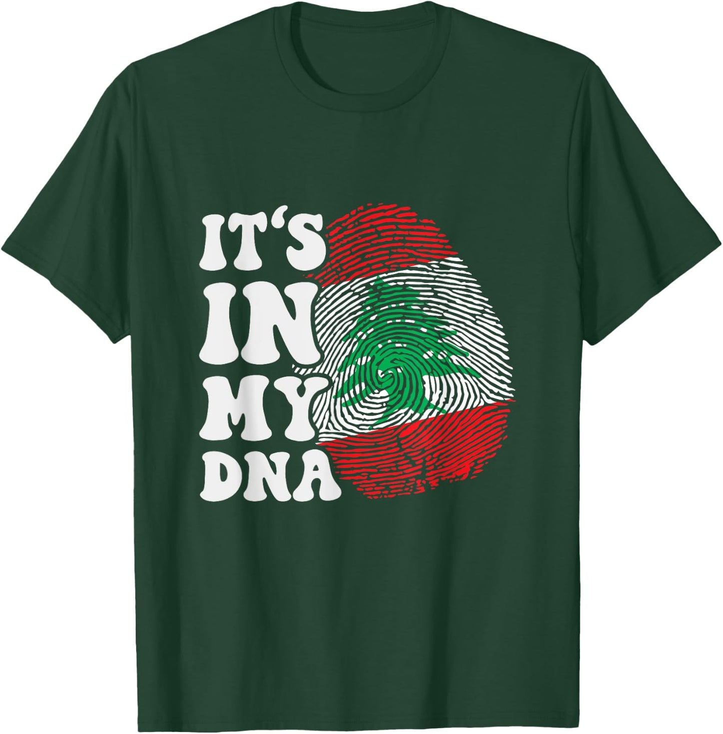 Funny It's in My DNA Flag of Lebanon Fingerprint , Black, S T-Shirt - T-Shirt | Forest
