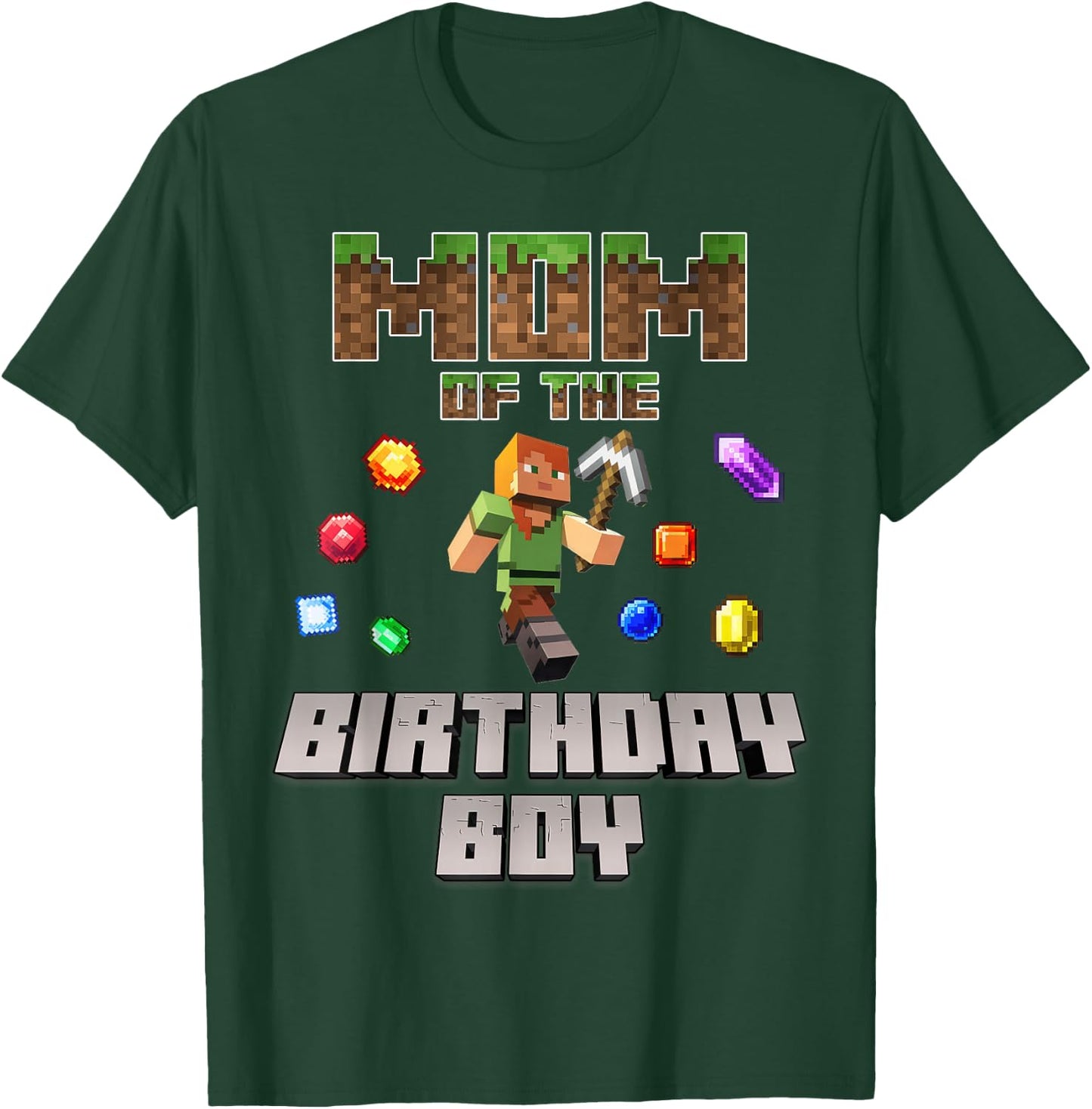 Mom Of The Birthday Boy Video Gamer Pixel Number T-Shirt - T-Shirt | Forest