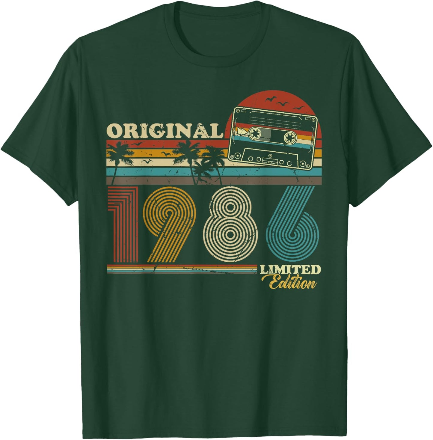 1986 Vintage Geburtstag Retro Vintage Männer Frauen Geschenk T-Shirt - T-Shirt | Forest