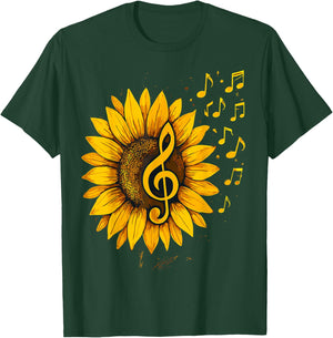 Sunflower Music Notes– Treble Clef Floral Musician T-Shirt - T-Shirt | Forest