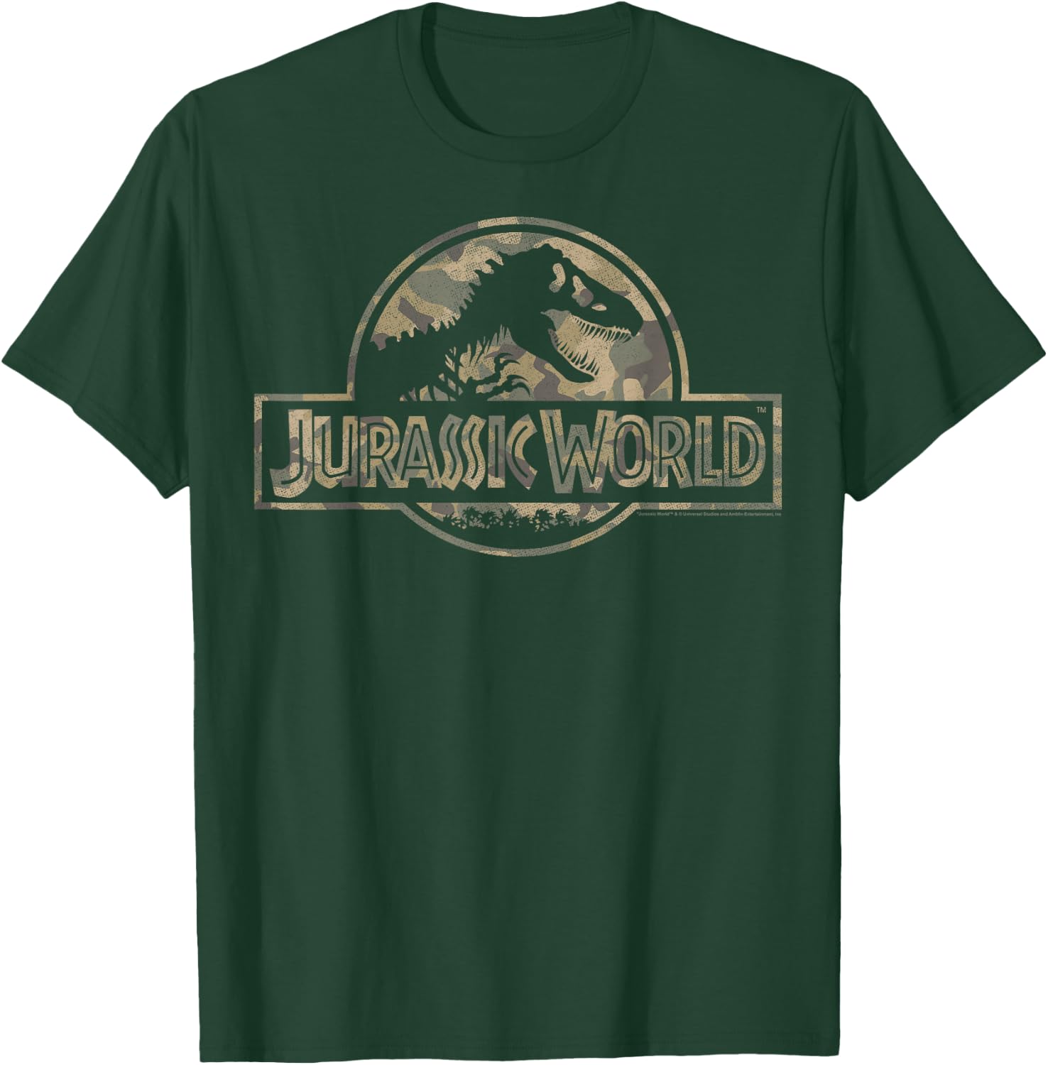 Jurassic World Camo T-Rex Fossil Logo Small T-Shirt - T-Shirt | Forest