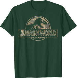 Jurassic World Camo T-Rex Fossil Logo Small T-Shirt - T-Shirt | Forest