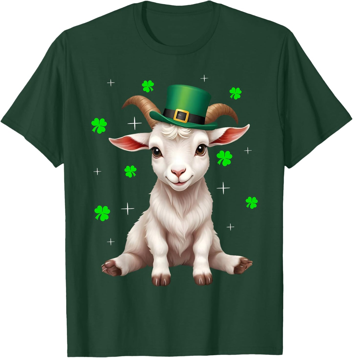 Irish Shamrock Leprechaun Hat Goat St Patrick's Day T-Shirt - T-Shirt | Forest