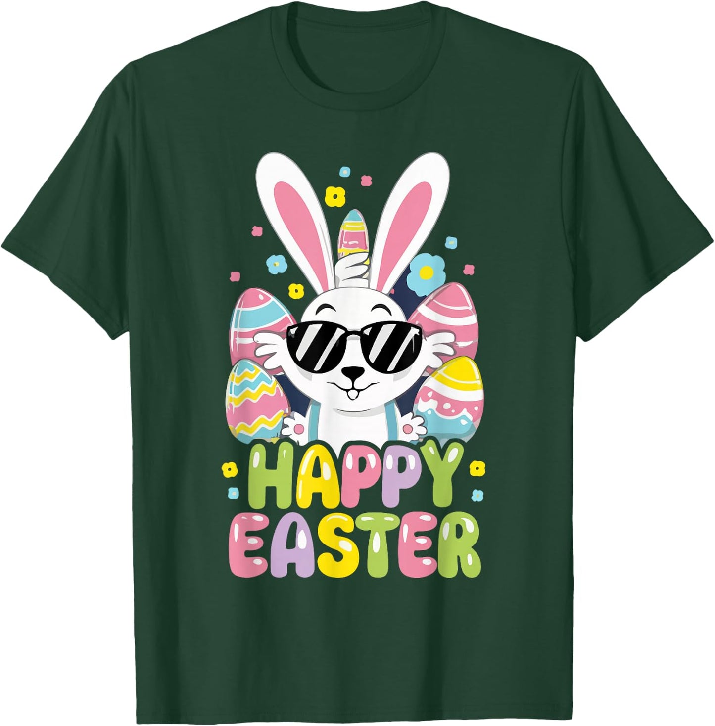 Cute Happy Easter Bunny Rabbit Face Boys Kids T-Shirt - T-Shirt | Forest
