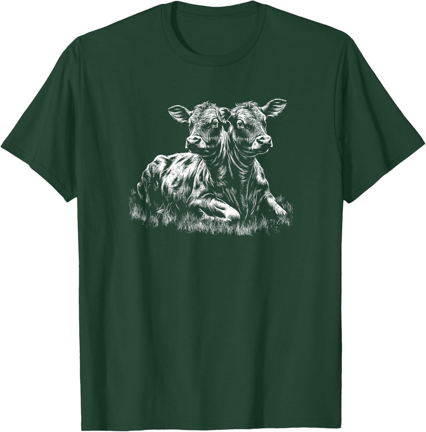 Two Headed Calf With Two Heads Creepy Cow Lovers T-Shirt - T-Shirt | Forest