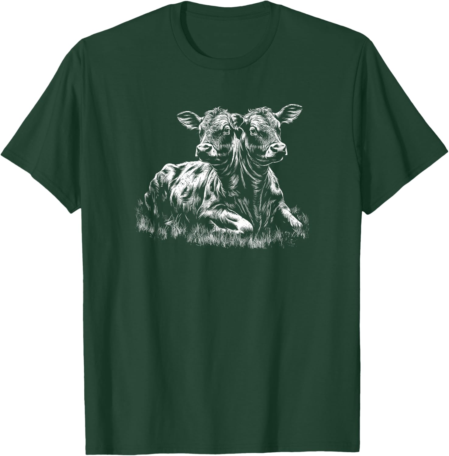 Two Headed Calf With Two Heads Creepy Cow Lovers T-Shirt - T-Shirt | Forest