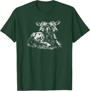 Two Headed Calf With Two Heads Creepy Cow Lovers T-Shirt - T-Shirt | Forest