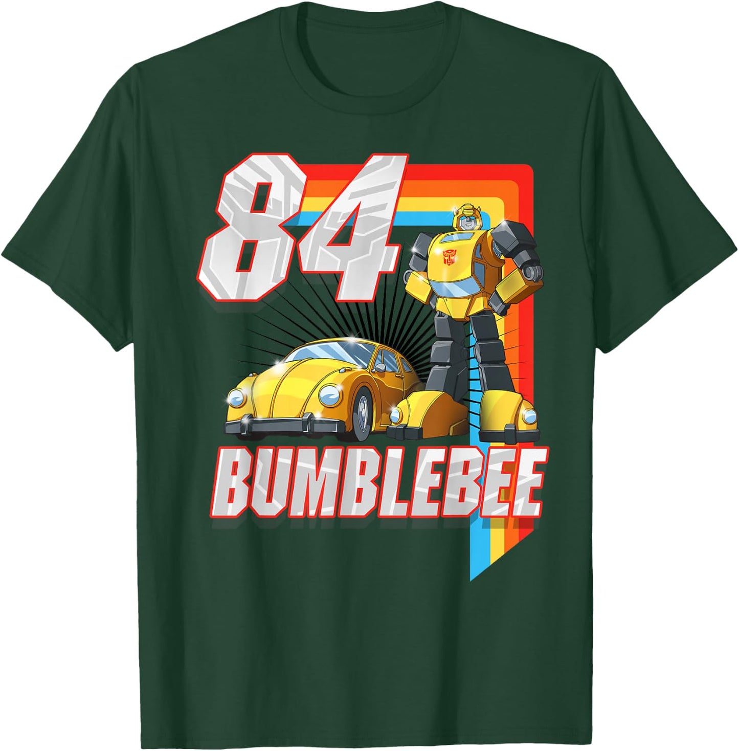 Transformers Bumblebee '84 Retro Rainbow Stripe T-Shirt - T-Shirt | Forest