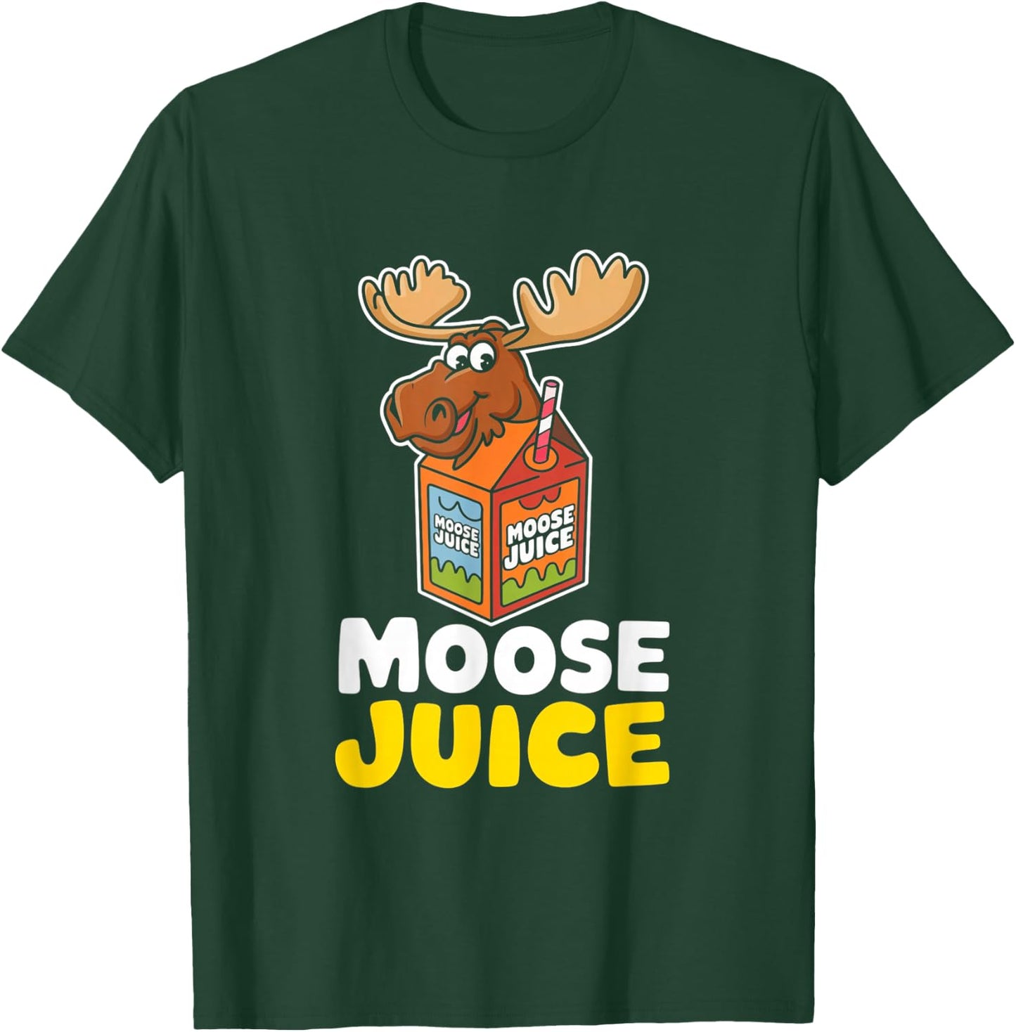 Bright and Cheerful Moose Juice Cartoon T-Shirt - T-Shirt | Forest