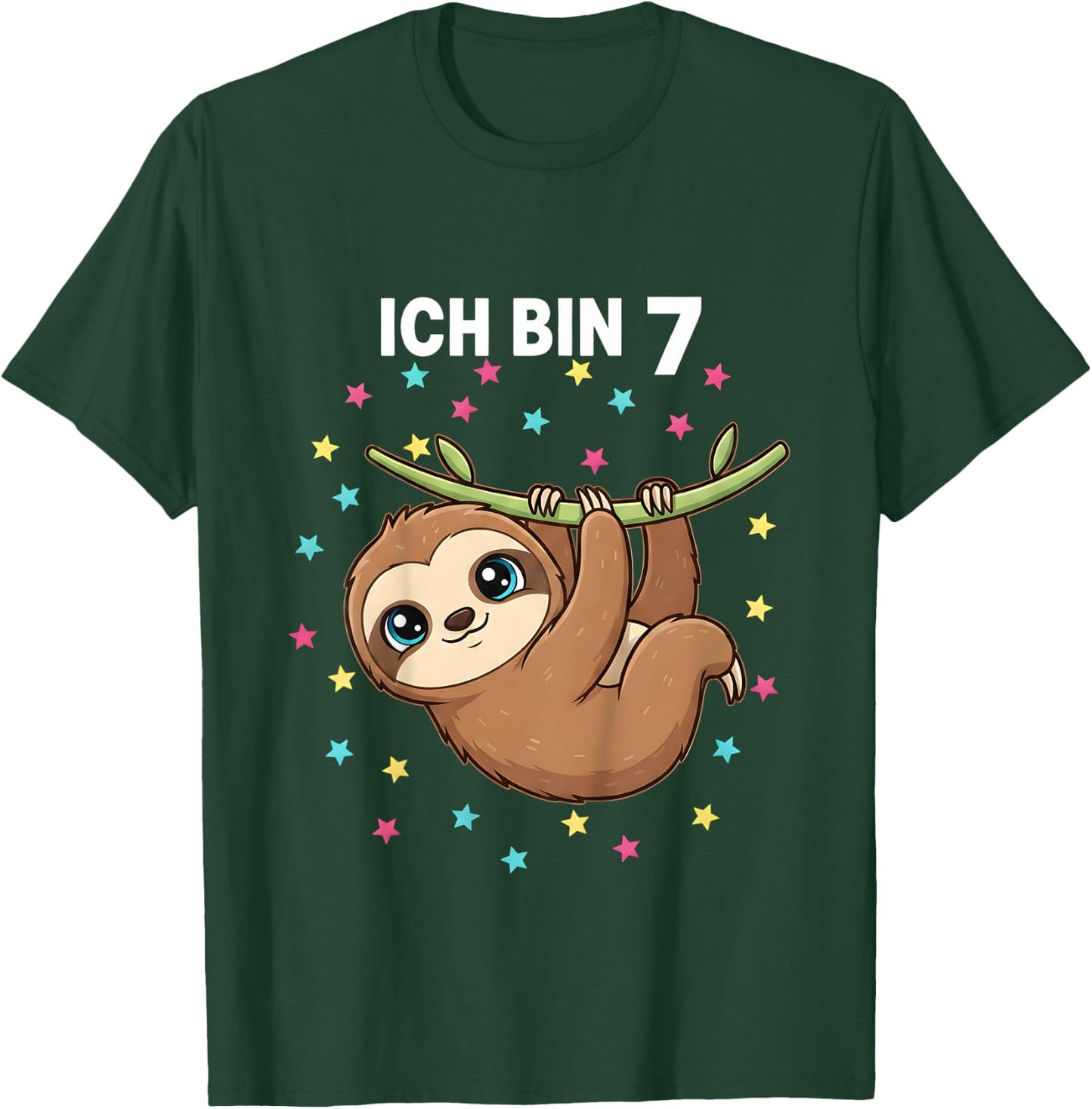 Ich Bin 7 - Süßes Faultier Kindergeburtstag Junge Mädchen T-Shirt - T-Shirt | Forest