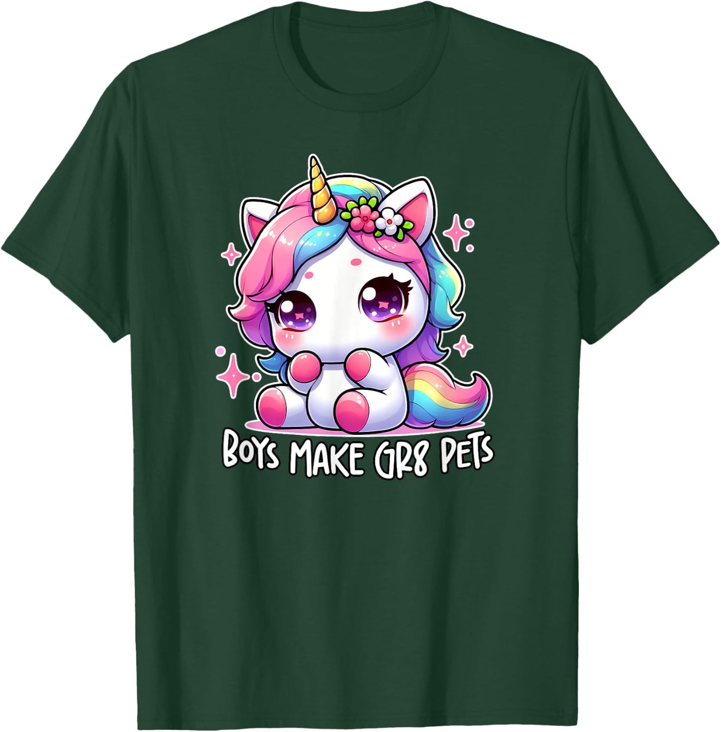 BOYS MAKE GR8 PETS Funny Cute Unicorn Feminist Gag Gift T-Shirt - T-Shirt | Forest