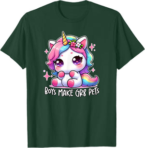 BOYS MAKE GR8 PETS Funny Cute Unicorn Feminist Gag Gift T-Shirt - T-Shirt | Forest