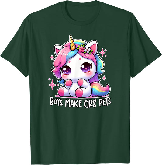 BOYS MAKE GR8 PETS Funny Cute Unicorn Feminist Gag Gift T-Shirt - T-Shirt | Forest