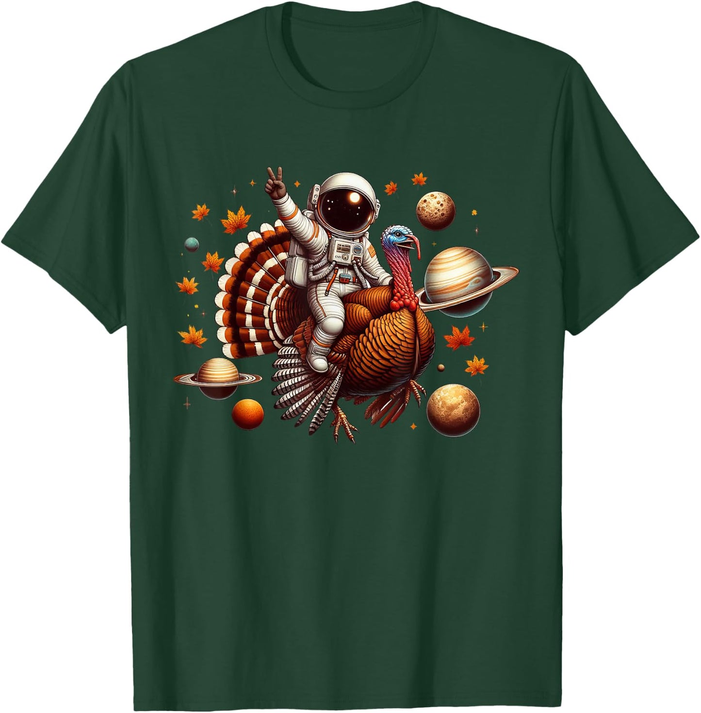 Funny Astronaut Turkey Space Thanksgiving Kids T-Shirt - T-Shirt | Forest