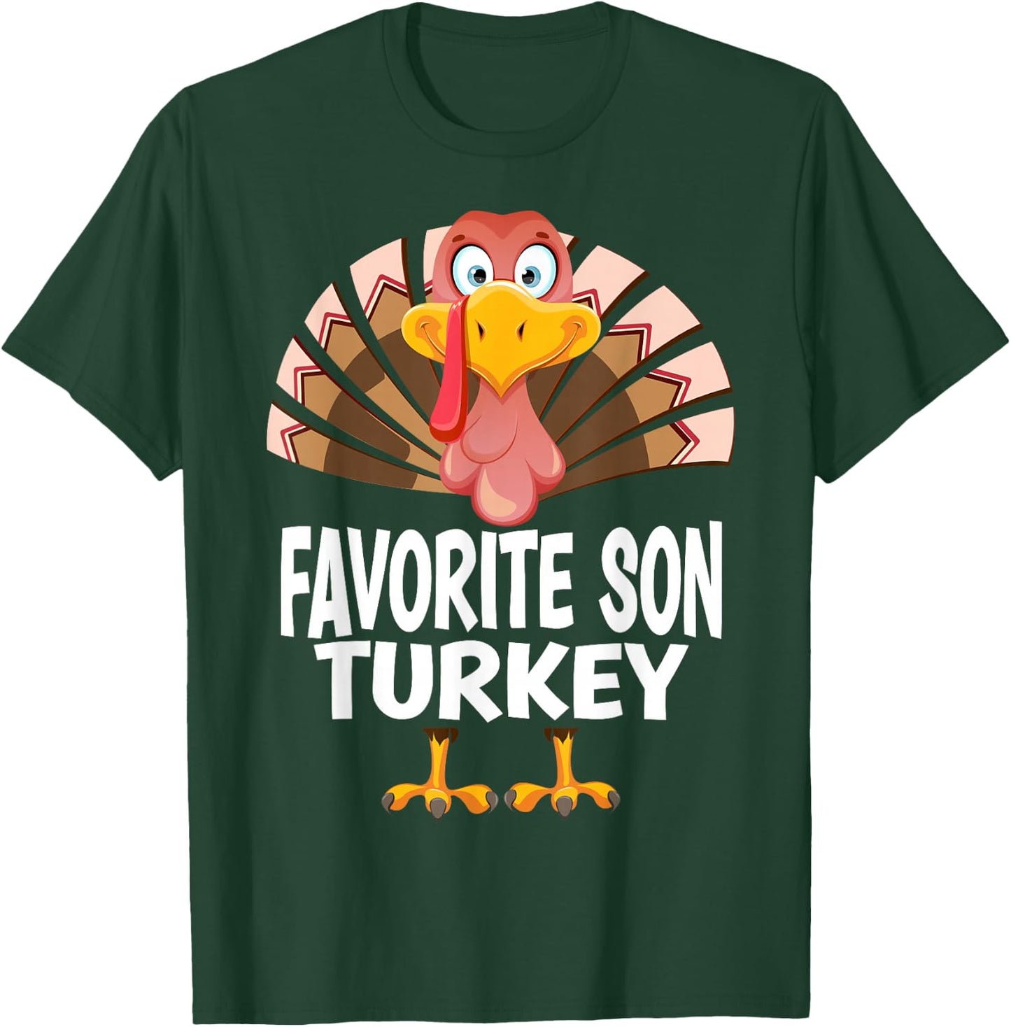 99 Gifts Thanksgiving Favorite Son Turkey Matching Pajama T-Shirt - T-Shirt | Forest