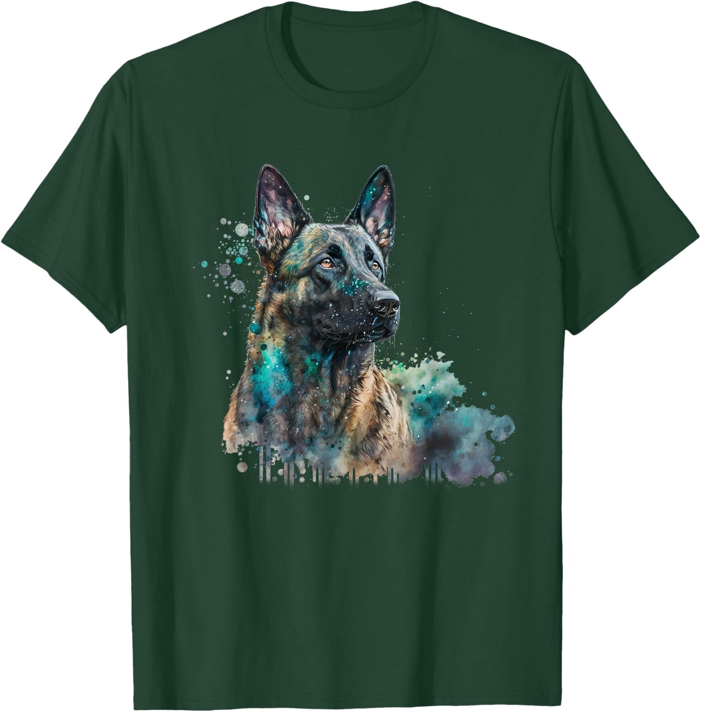 Watercolor splash dutchie hollandse herder dutch shepherd T-Shirt - T-Shirt | Forest