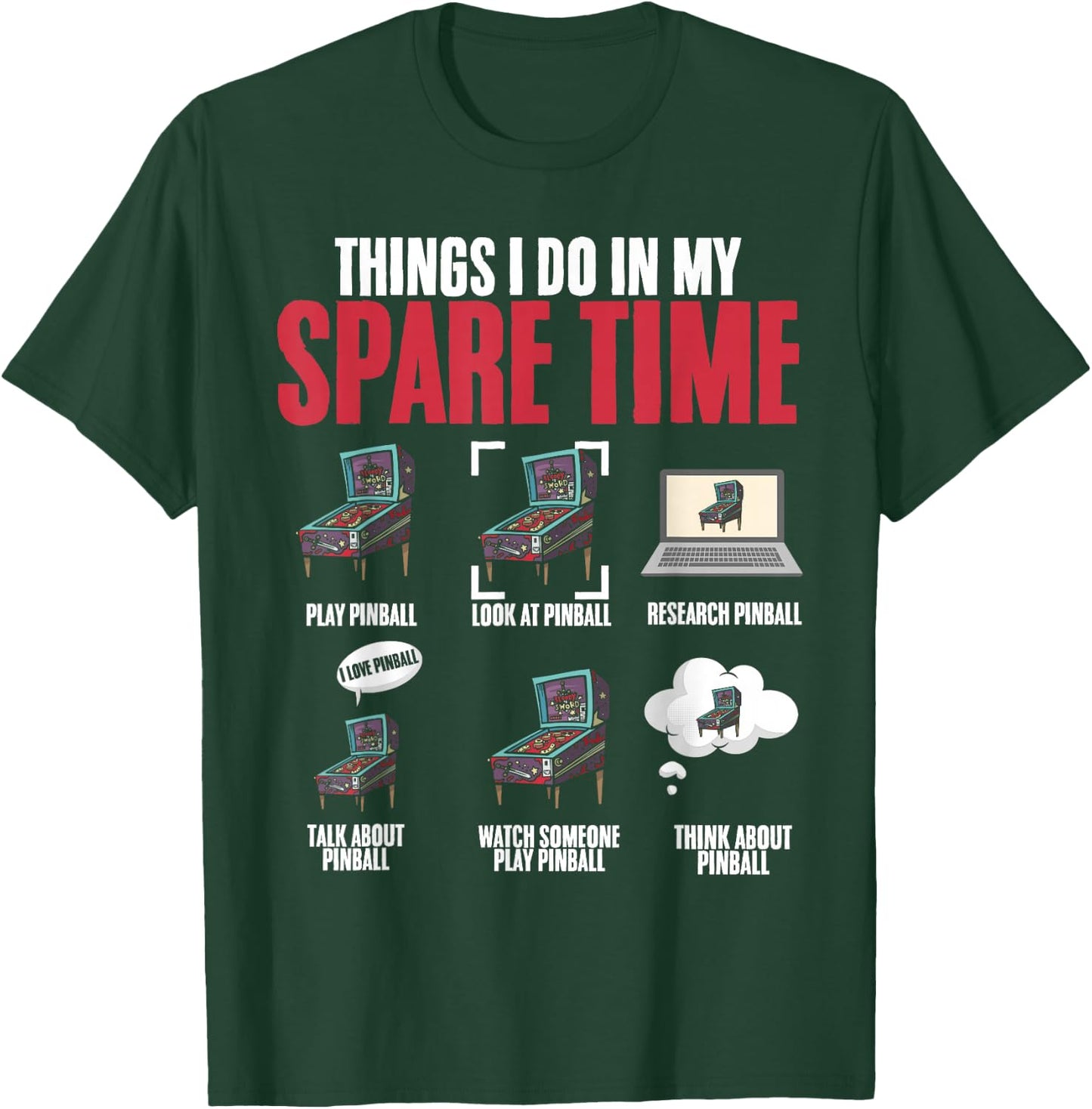 Funny Retro Pinball Arcade Machine Game Pinball Wizard Lover T-Shirt - T-Shirt | Forest
