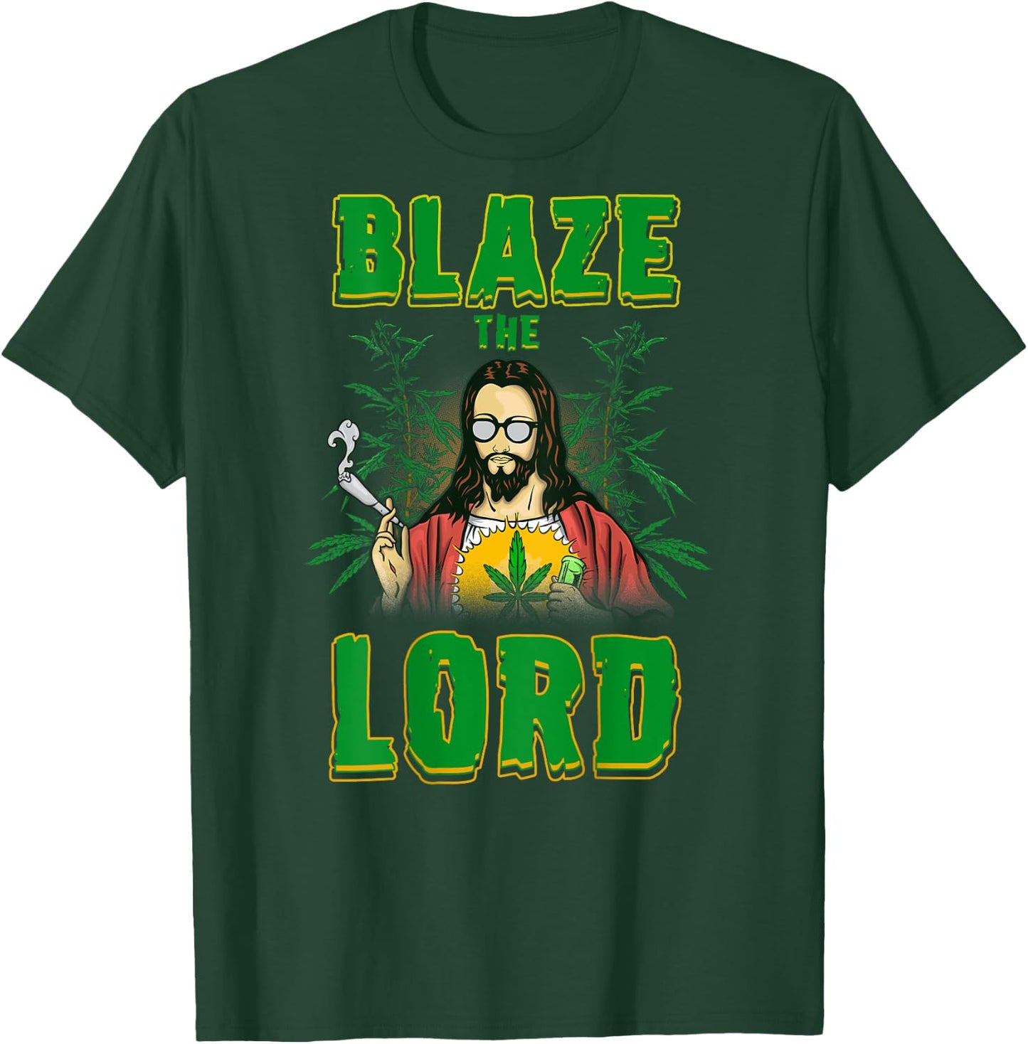 CBD Cannabis Jesus Shirt Blaze The Lord Funny AF 420 Weed T-Shirt - T-Shirt | Forest