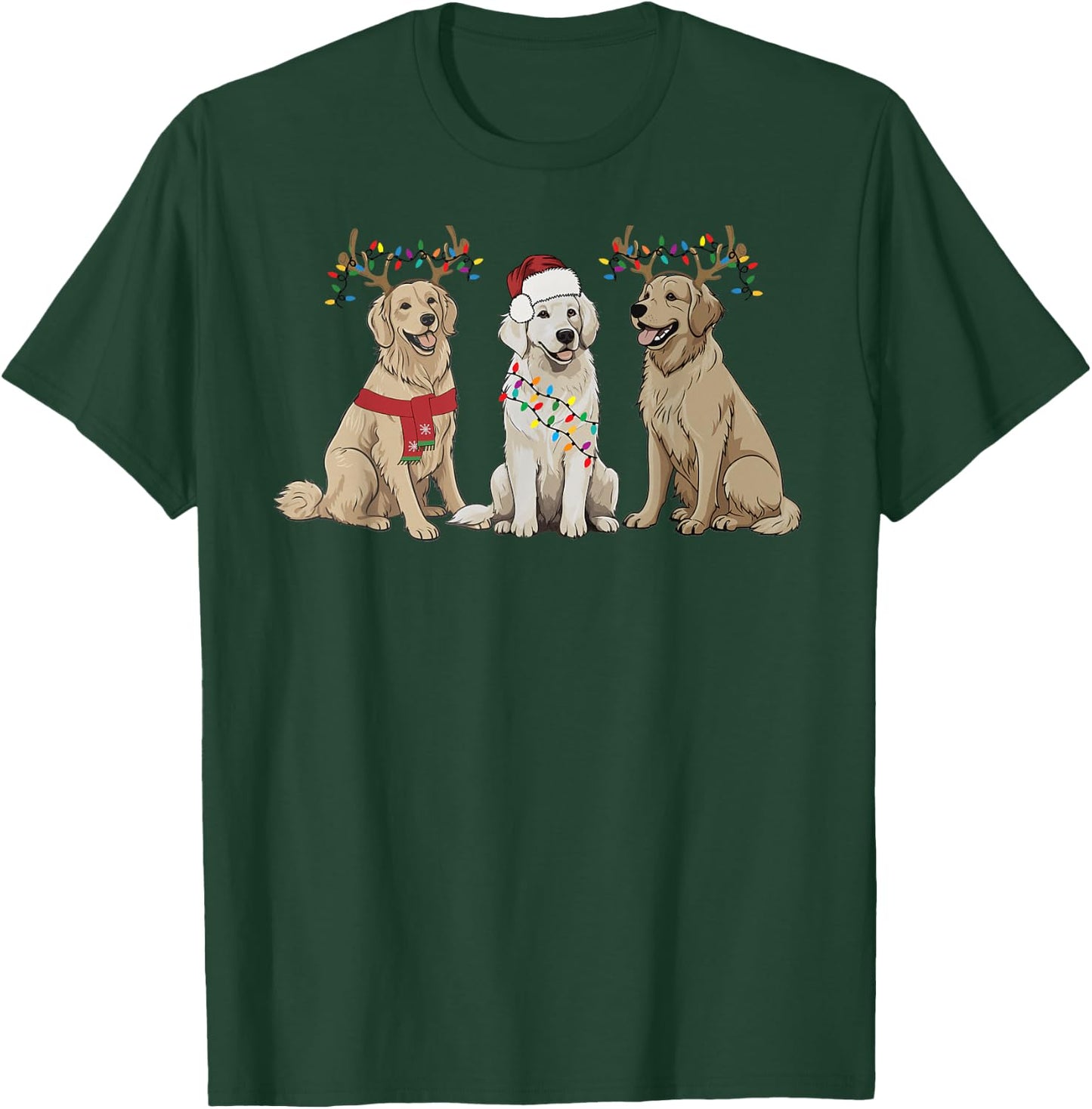 Golden Retriever Christmas Sweater Dog Mom Dad Owner Family Women Girls Kids T-Shirt - T-Shirt | Forest