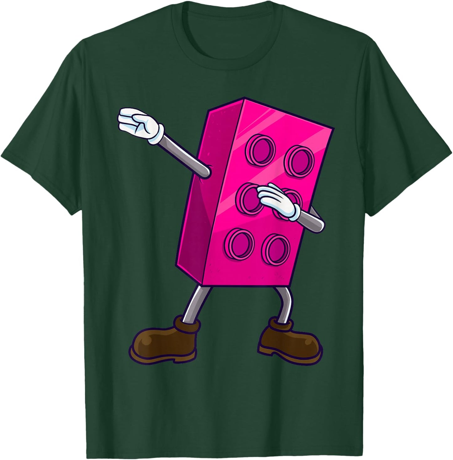 Dabbing Building Blocks Brick Dance Master Builder Kids T-Shirt - T-Shirt | Forest