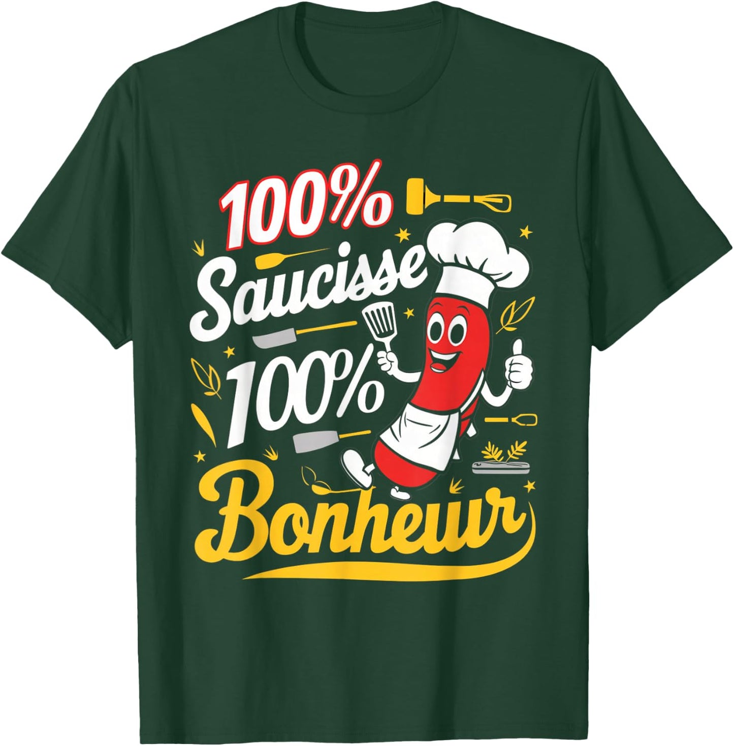100% Sausage Happiness Gift Barbecue Beauf Humor Meat , Blue, S T-Shirt - T-Shirt | Forest