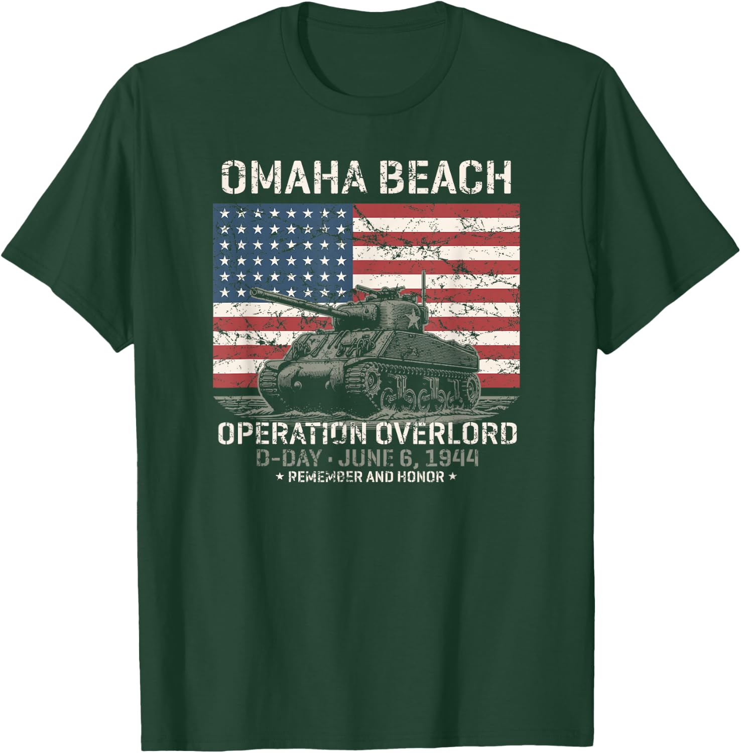 Impression vieillie sur Le Char de l'opération Overlord d'Omaha Beach D-Day 1944 T-Shirt - T-Shirt | Forest