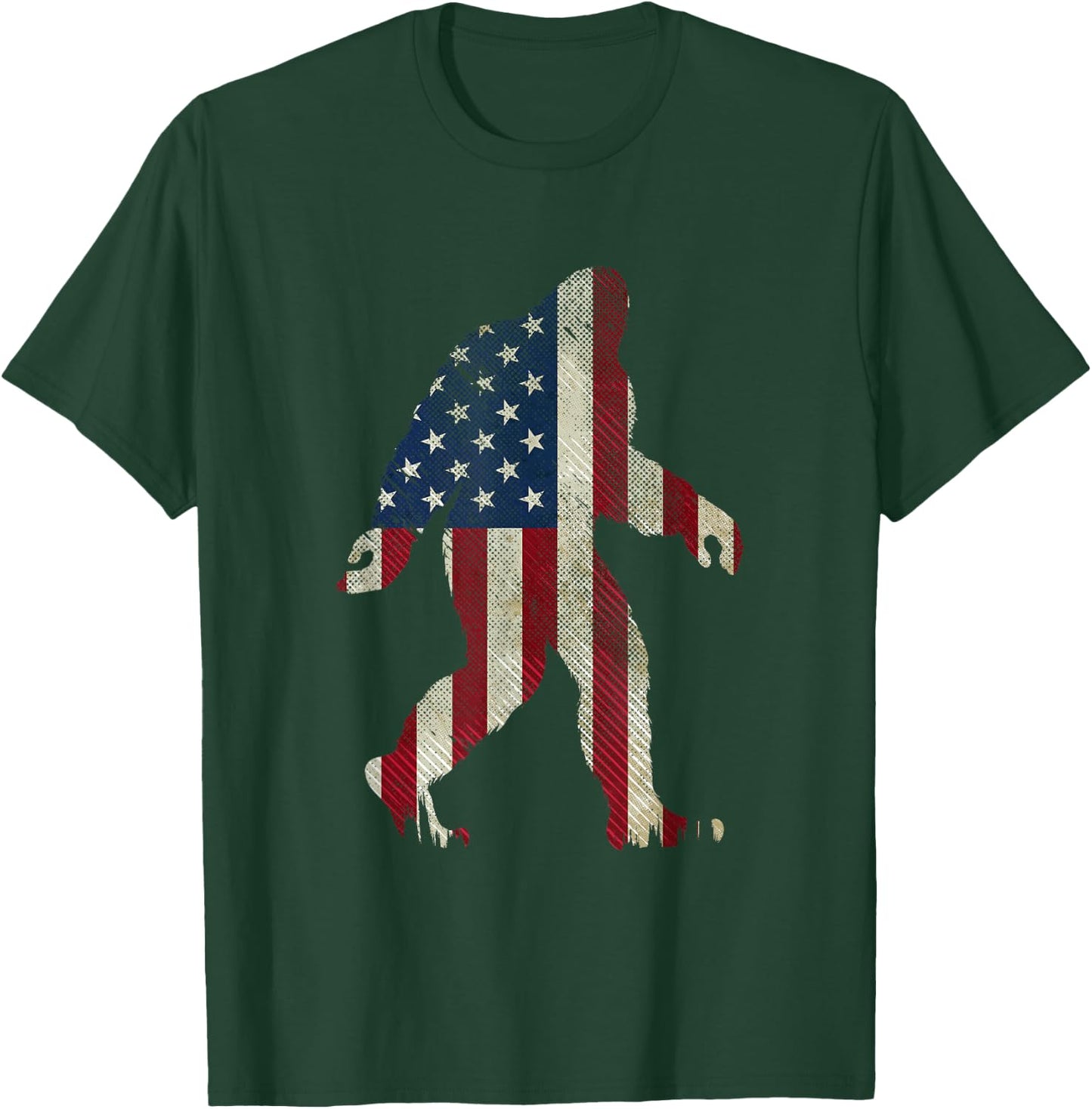 Patriotic Bigfoot 4th of July American Flag Funny Sasquatch Kids Men T-Shirt - T-Shirt | Forest