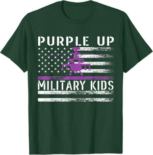 Purple Up Military Kids Helicopter Pilot Military Child Flag T-Shirt - T-Shirt | Forest