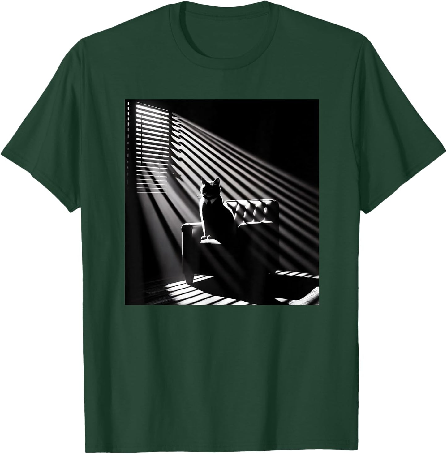A Cat Sitting In A Chair Film Noir Atmosphere Women T-Shirt - T-Shirt | Forest