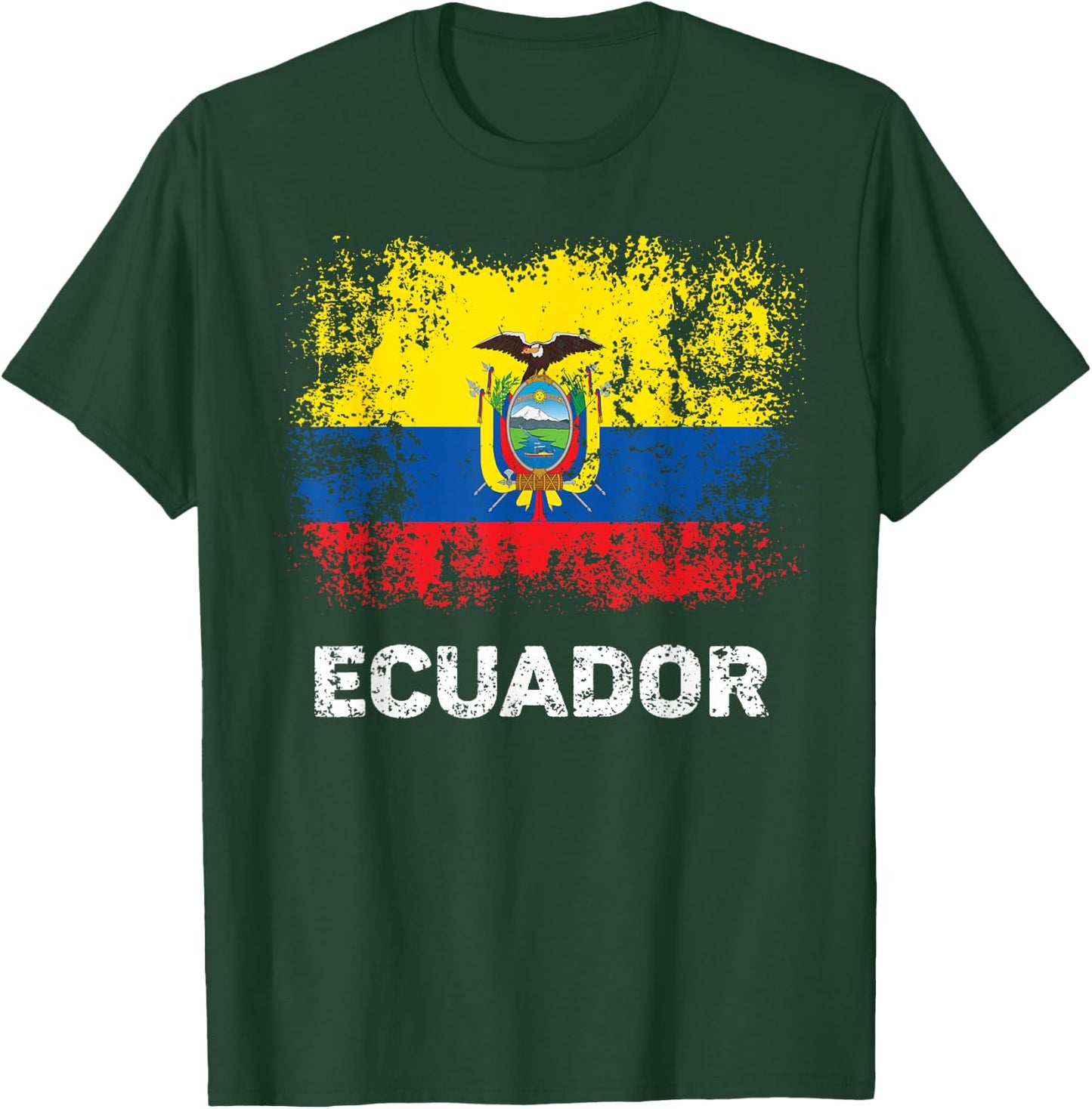 Vintage Ecuadorian Flag Shirt Patriotic Ecuador Flag T-Shirt - T-Shirt | Forest