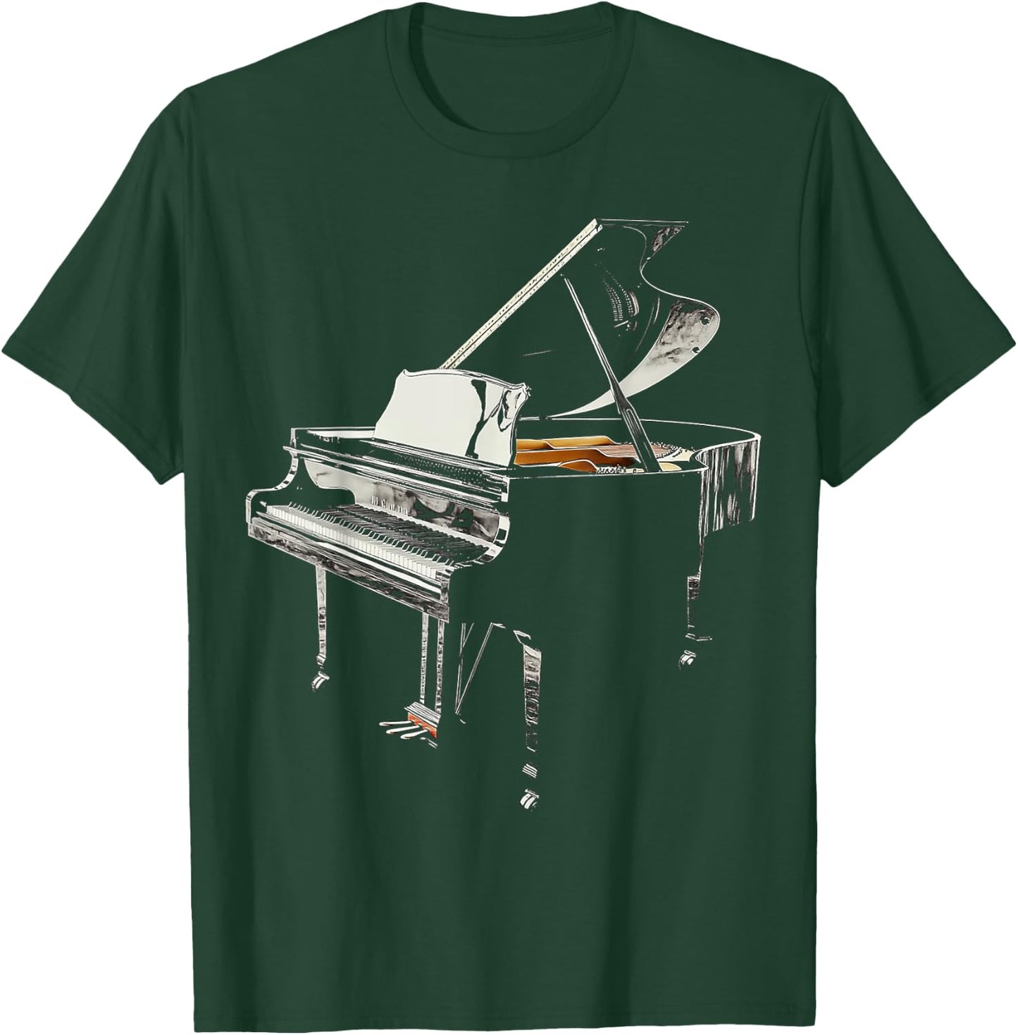 Grand Piano Music Instrument Motif Illustration Grand Piano T-Shirt - T-Shirt | Forest