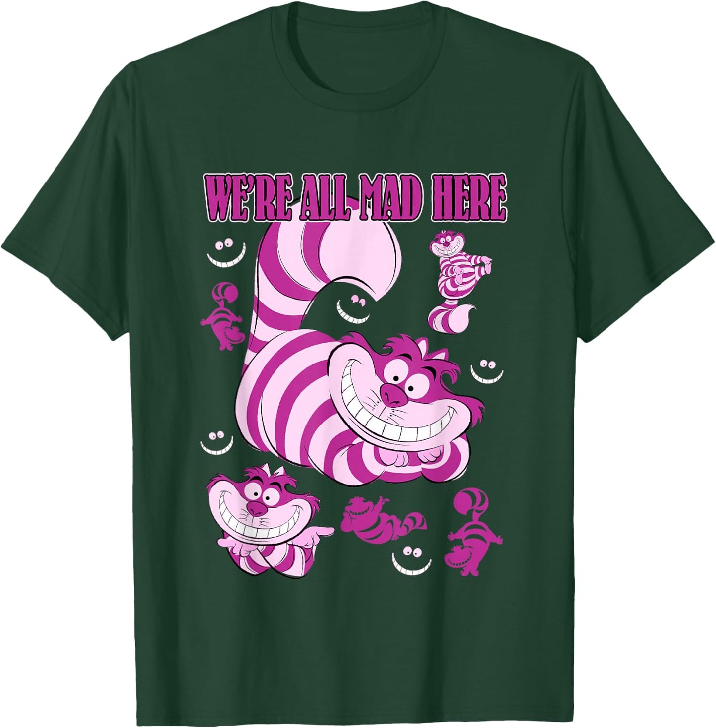 Disney Alice in Wonderland Cheshire Cat We're All Mad Here T-Shirt - T-Shirt | Forest