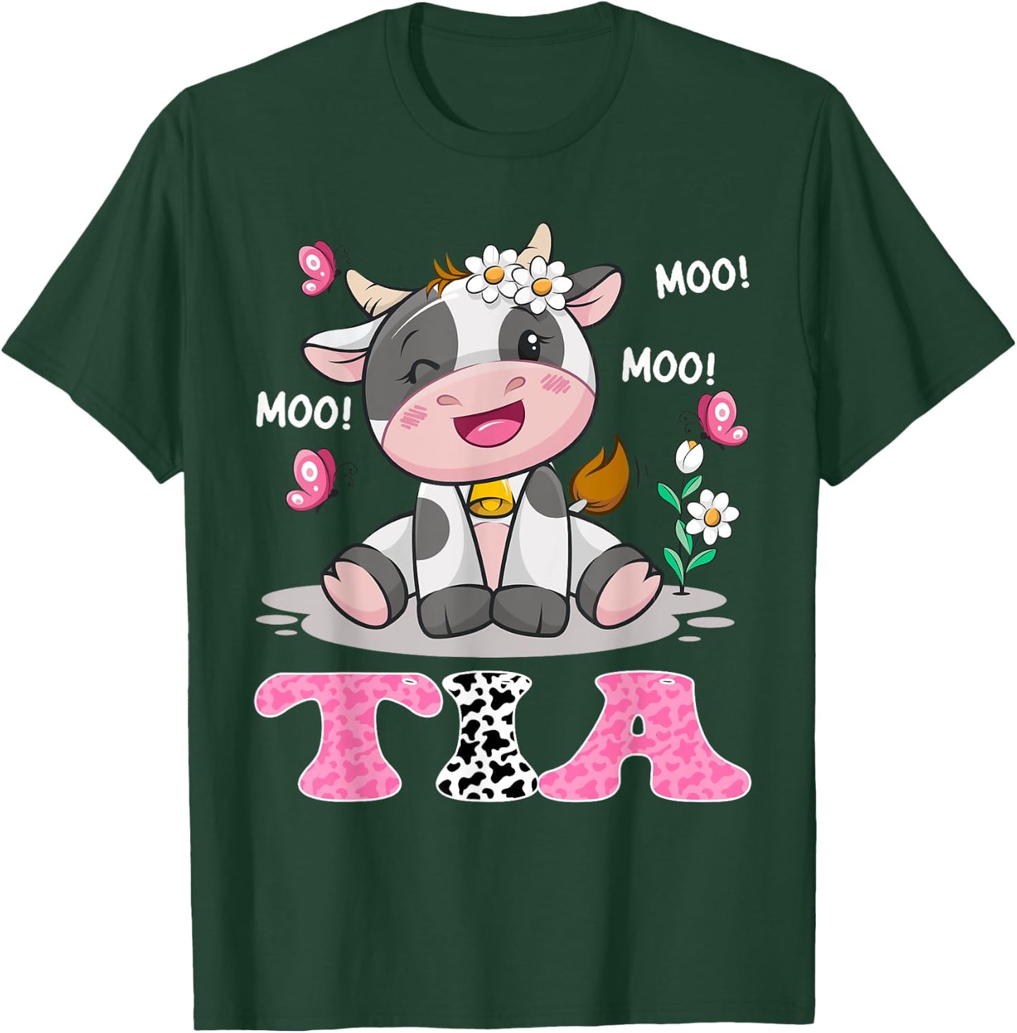 Tia Cute Cow Moo Moo Farmer Birthday Family Matching T-Shirt - T-Shirt | Forest