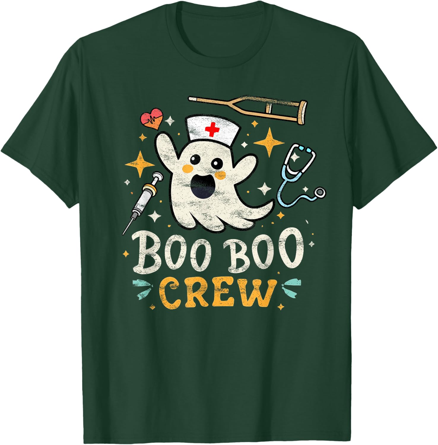 Boo Boo Crew - Halloween Nurse Costume Ghost Medic Doctor T-Shirt - T-Shirt | Forest