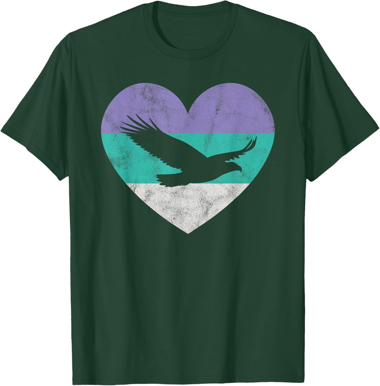 Animal Pet Shirts And Retro Vintage Gifts Women's Black Bald Eagle Heart T-Shirt - T-Shirt | Forest