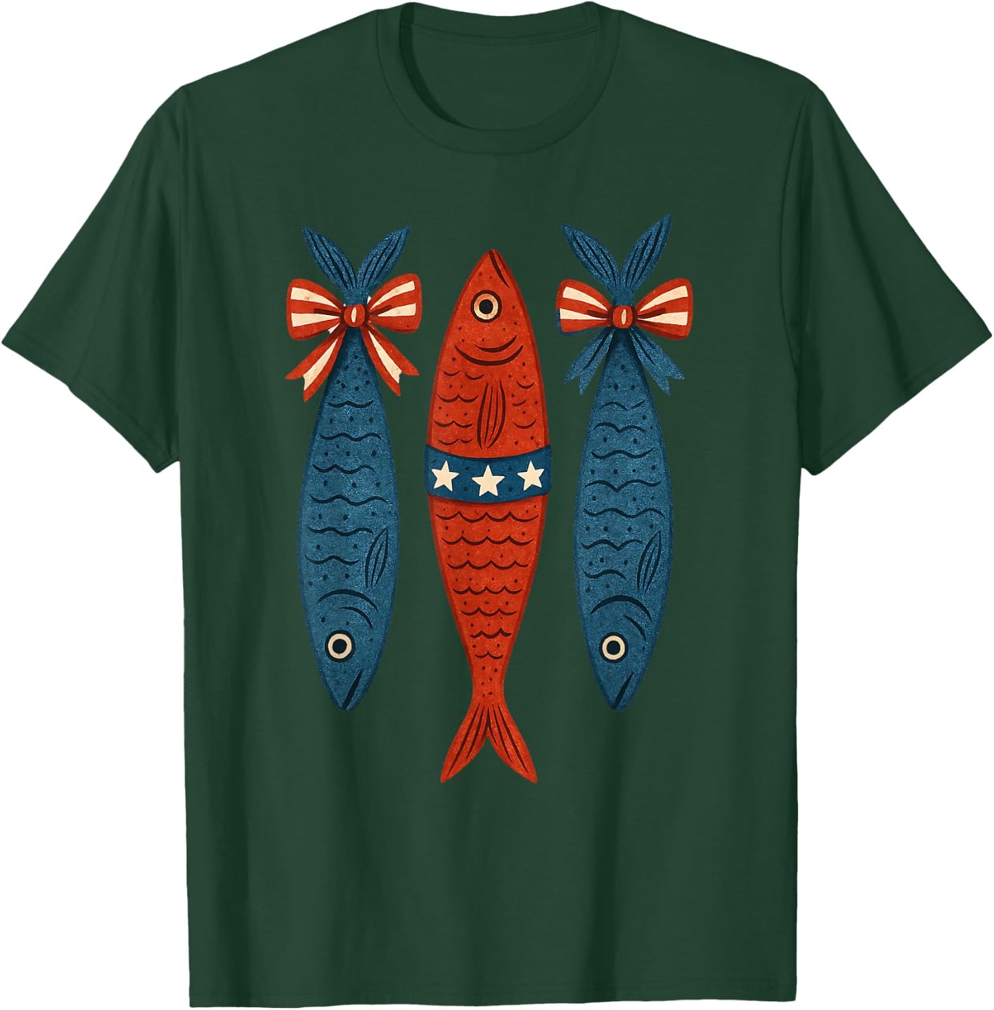 Sardines Patriotic Coquette Bow 4th of July Women Girls T-Shirt - T-Shirt | Forest