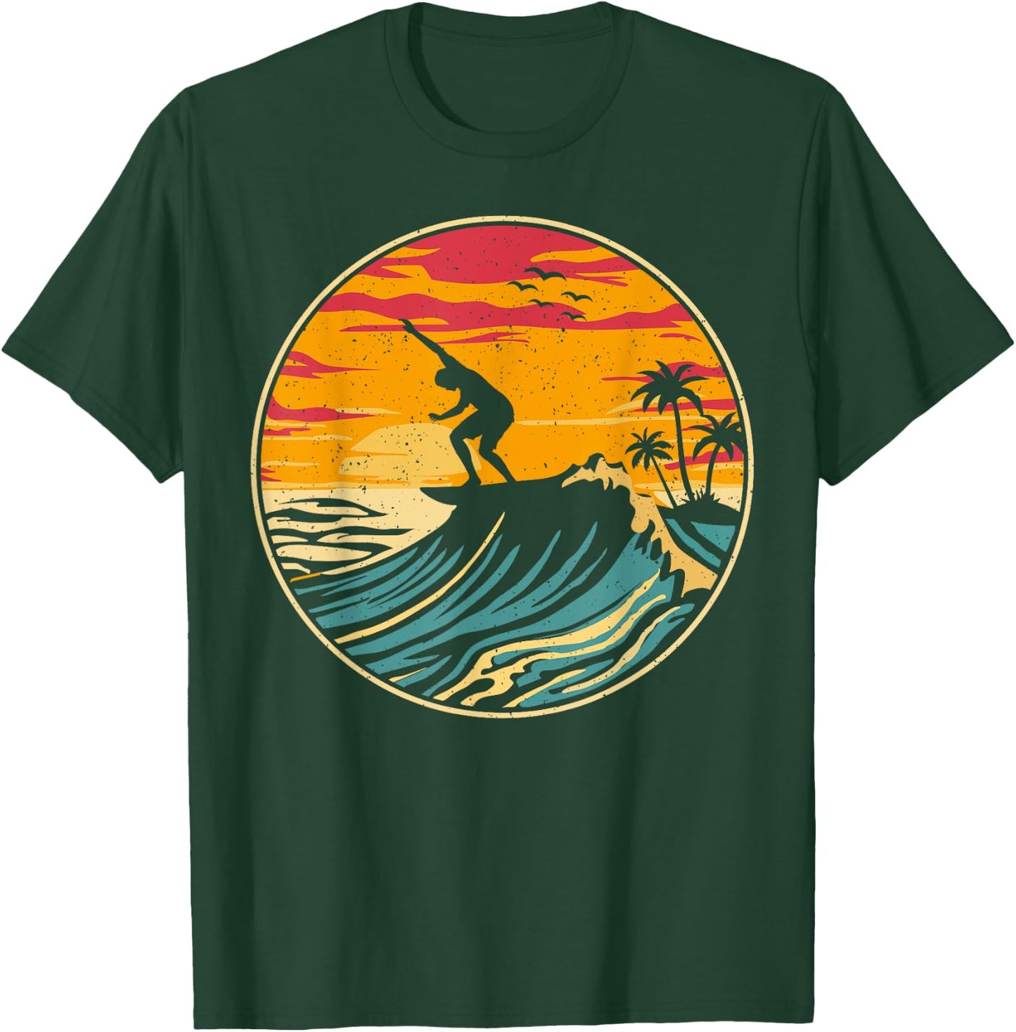 Beach Surfing Surfboard Vintage Surfer Retro Beach Surf T-Shirt - T-Shirt | Forest