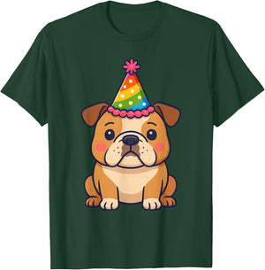 Anime Kawaii English Bulldog Dog Birthday Party Hat T-Shirt - T-Shirt | Forest