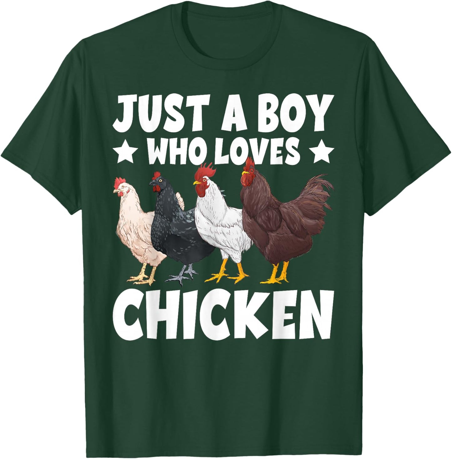 Just A Boy Who Loves Chickens Farm Lover Cute Chicken Buffs T-Shirt - T-Shirt | Forest