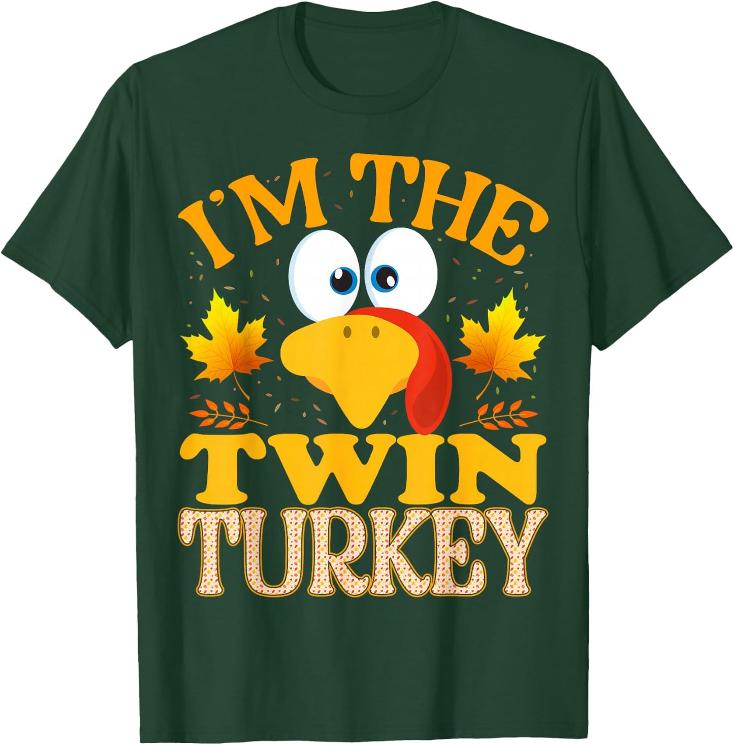 Thanksgiving I'm The Twin Turkey Matching , Small, Black T-Shirt - T-Shirt | Forest