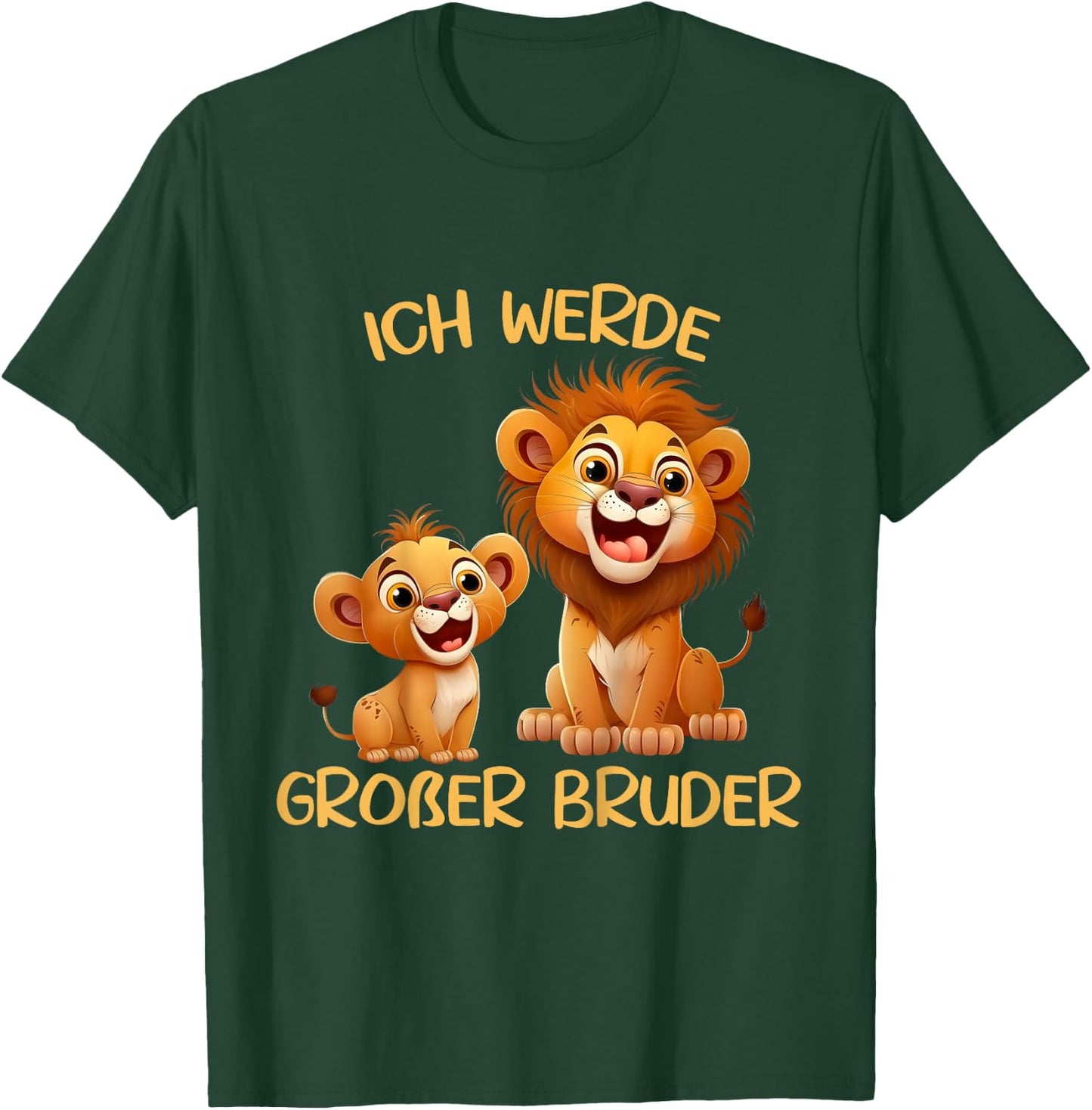 Children's with German Text "Ich werde großer Bruder zwei Löwen Baby" [German Language, black T-Shirt - T-Shirt | Forest
