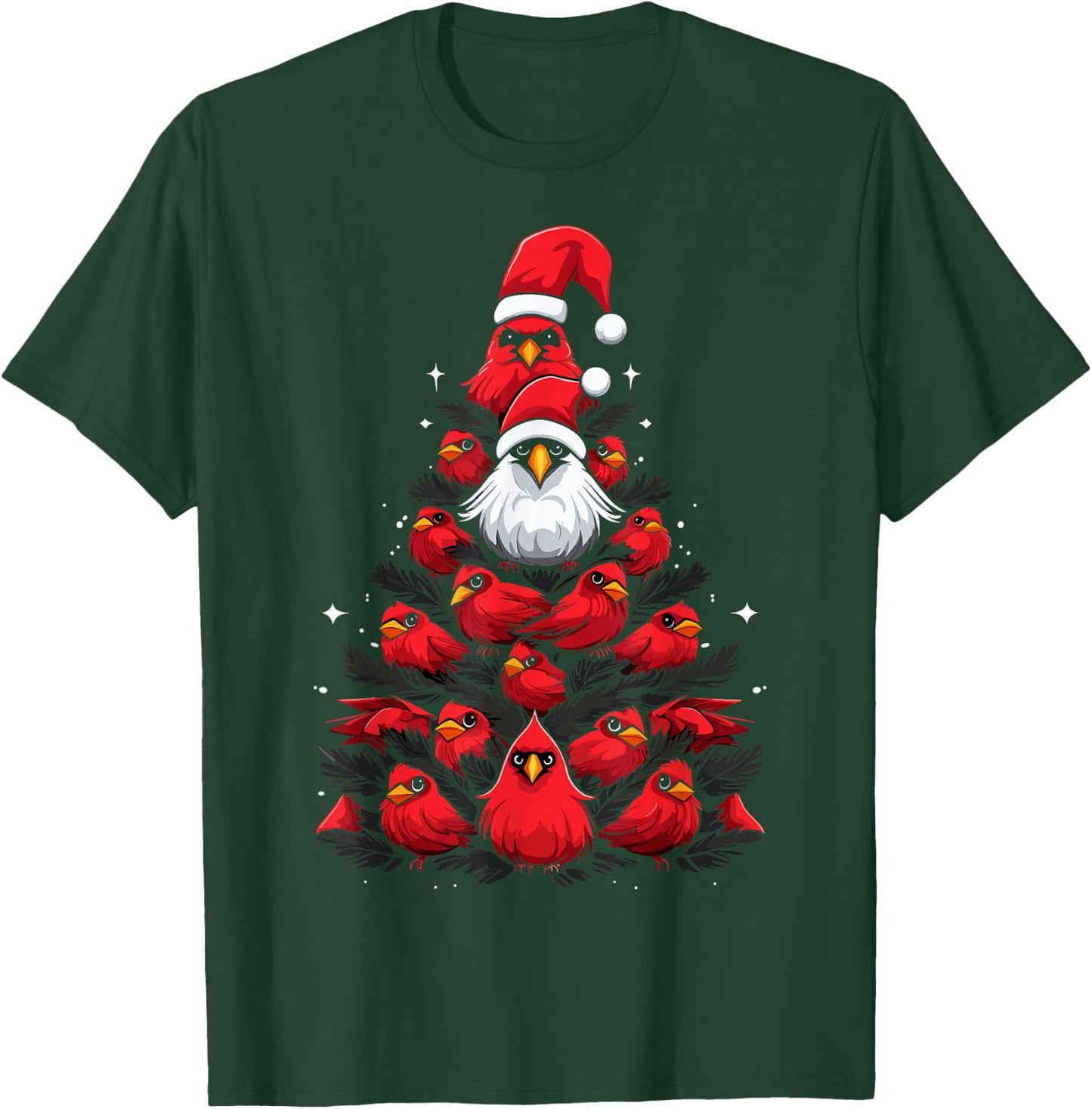 Cardinals Bird Christmas Tree Funny Cardinals Xmas T-Shirt - T-Shirt | Forest
