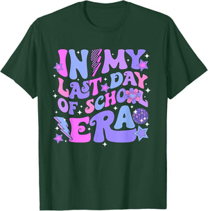 Retro Groovy End Of School In My Last Day Of School Era Men Women Girls Kids T-Shirt - T-Shirt | Forest