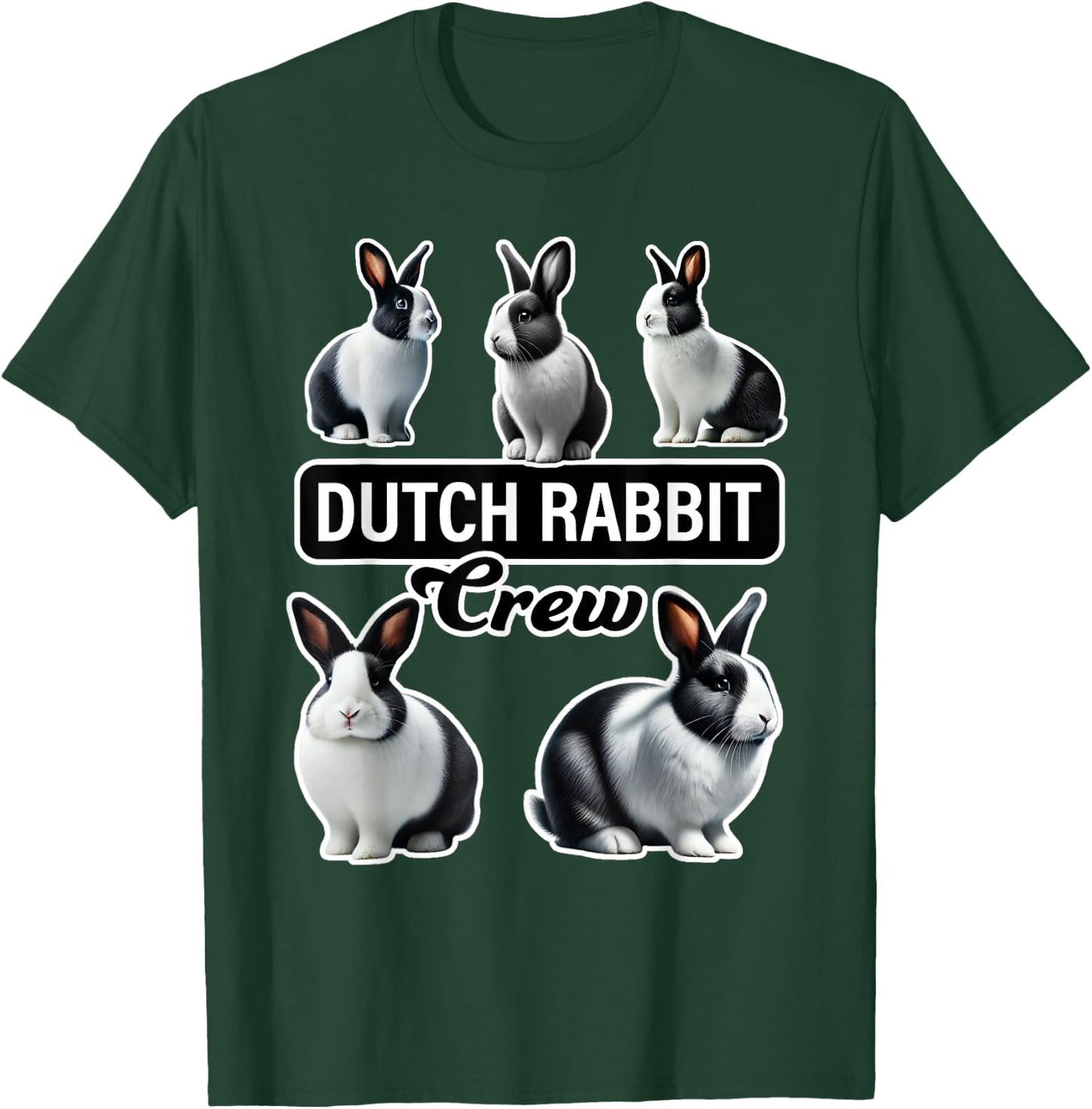 Dutch Rabbit Crew Funny Bunny T-Shirt - T-Shirt | Forest